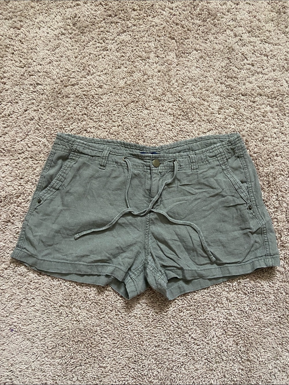 Women’s Casual Linen Drawstring Shorts - Olive Green